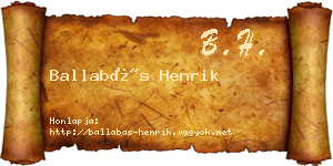 Ballabás Henrik névjegykártya